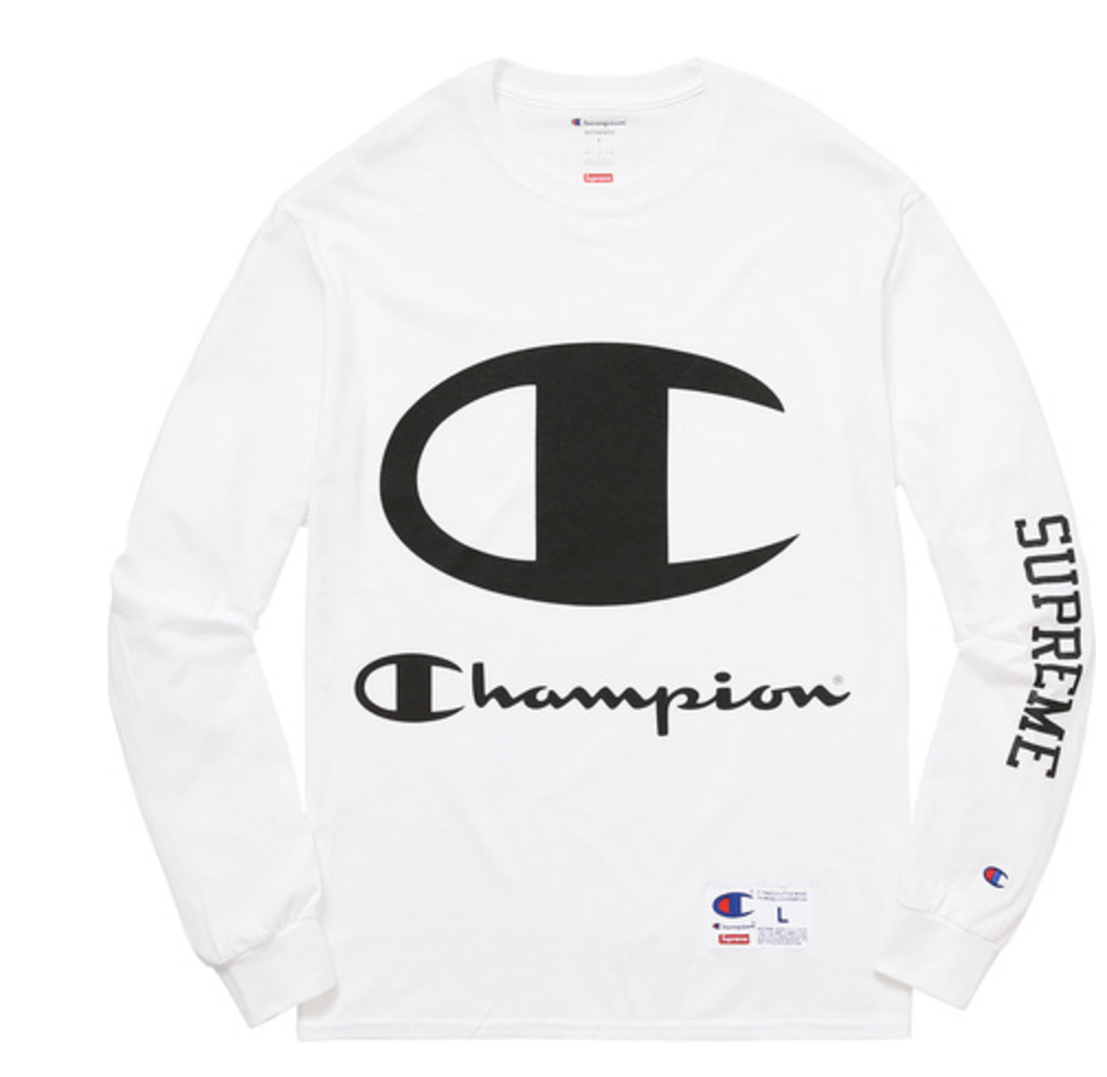 Brand Supreme Champion Long Sleeve Tee in White